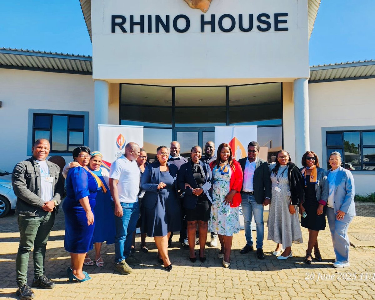 HST@Work in Ulundi on the 20th of June. 

Our Interim CEO, Prof Salome Maswime, and Health Systems Trust directors Bulelani Kuwane, Health Systems Strengthening, and Sibusiso Hlatjwako, Business Development, with HST staff, finishing off the last leg of their tour of KZN offices.