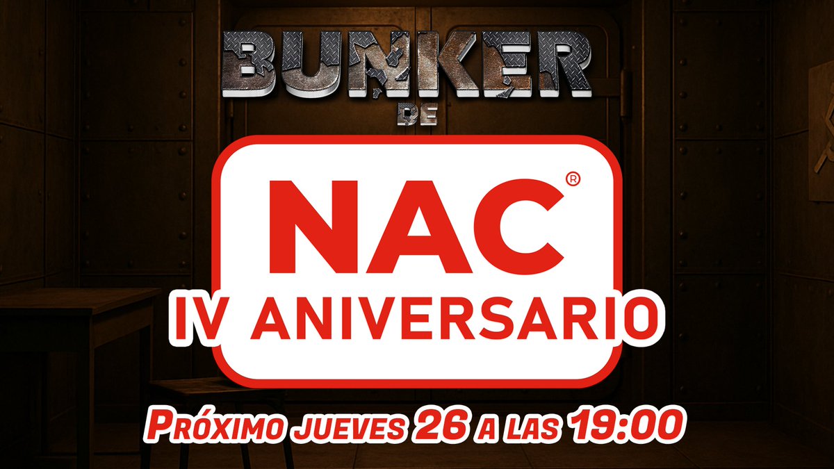 ¡Estamos de aniversario! El proyecto NAC Wargames cumple 4 años, y vamos a celebrarlo en una edición del Bunker de NAC muy especial. No os perdáis el directo en twitch y youtube el próximo día 26 a las 19:00 con todas las novedades y muchas sorpresas. ▶️twitch.tv/masqueoca