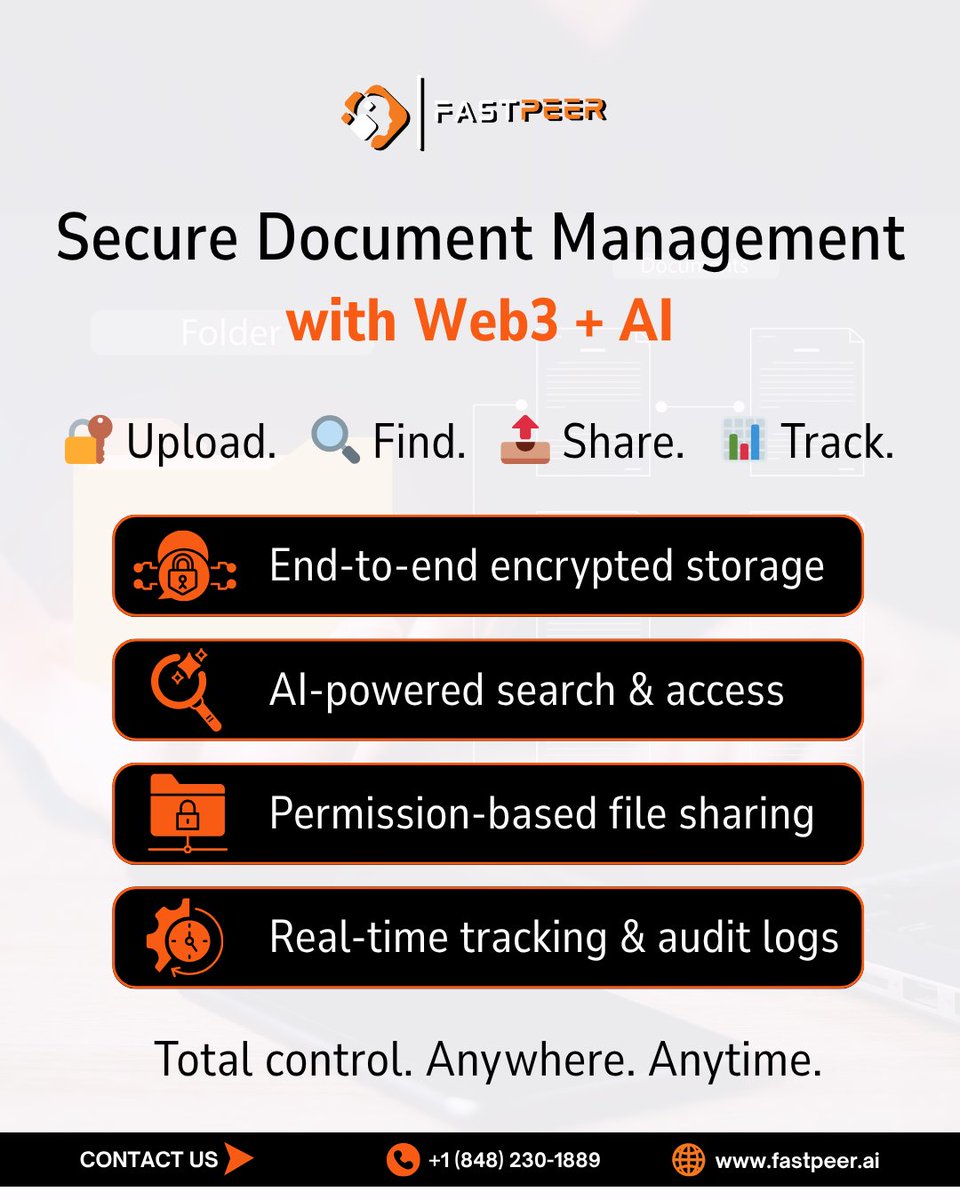 FastpeerAI's tweet image. Your docs deserve better! 

🚀 Web3 + AI-powered management:
🔐 Secure with end-to-end encryption
🔍 AI search &amp;amp; smart access
📤 Easy sharing &amp;amp; real-time tracking

📲Discover more: linktr.ee/FastpeerAI

#SecureStorage #Web3Solutions #AIAutomation #DocumentManagement #fastpeer
