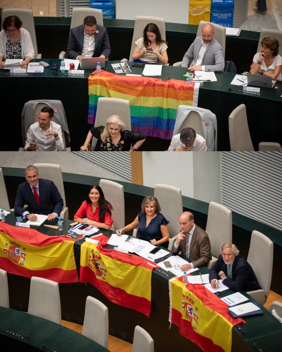 Frente a sus trapos ideológicos cargados de sectarismo y odio que excluyen, alzamos la enseña nacional, símbolo de unidad, que incluye y representa a todos, sin distinción de orientación sexual, raza, religión u opinión política.