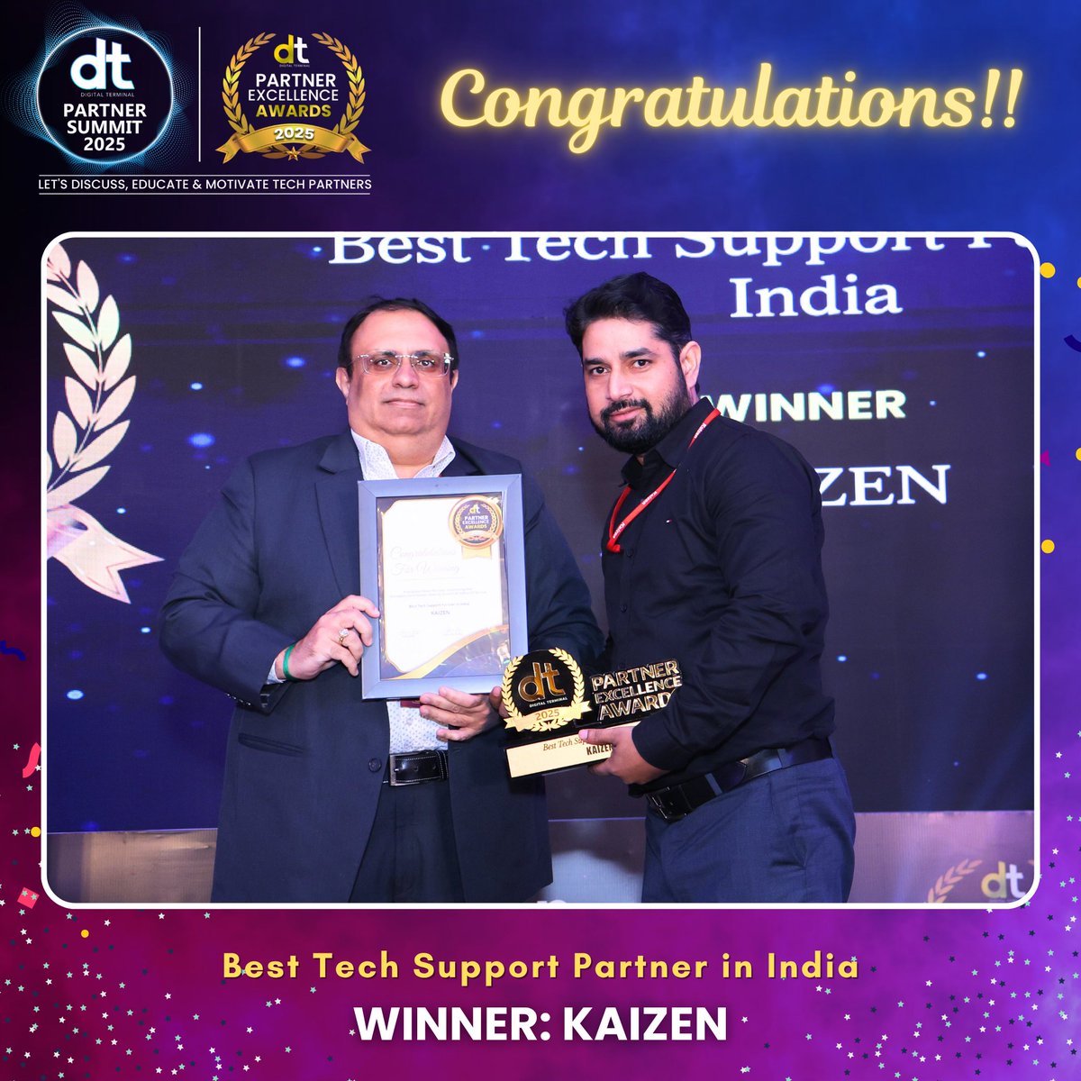 dterminalIN's tweet image. 🎉 Many Congratulations to KAIZEN on winning Best Tech Support Partner in India Award at the prestigious DT Partner Excellence Awards 2025! 🏆👏

👉 Watch Complete DT Partner Summit 2025:
 youtube.com/live/PdLQm8qok…

#DTPS #DTPS2025