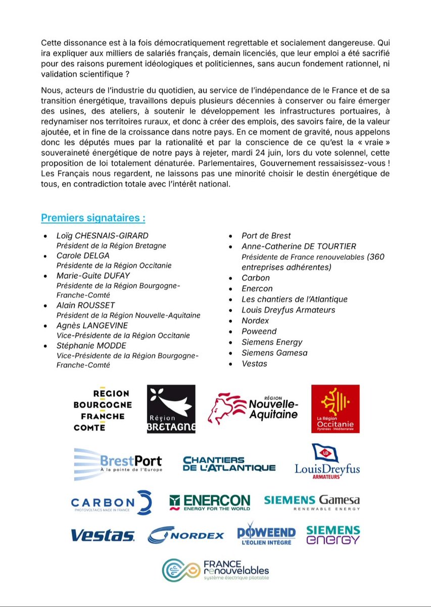 FabienBougle's tweet photo. LETTRE OUVERTE DES MENTEURS

Les acteurs qui profitent de l'argent des français associés aux fabricants étrangers d'#éoliennes publient leur lettre ouverte pour continuer à ruiner la 🇨🇵

La fin des #éoliennes c'est le sens de l'HISTOIRE

#ZFE #PPE #DPE #ÉOLIENNES 
MÊMES COMBATS https://t.co/J1uDN2oi0y
