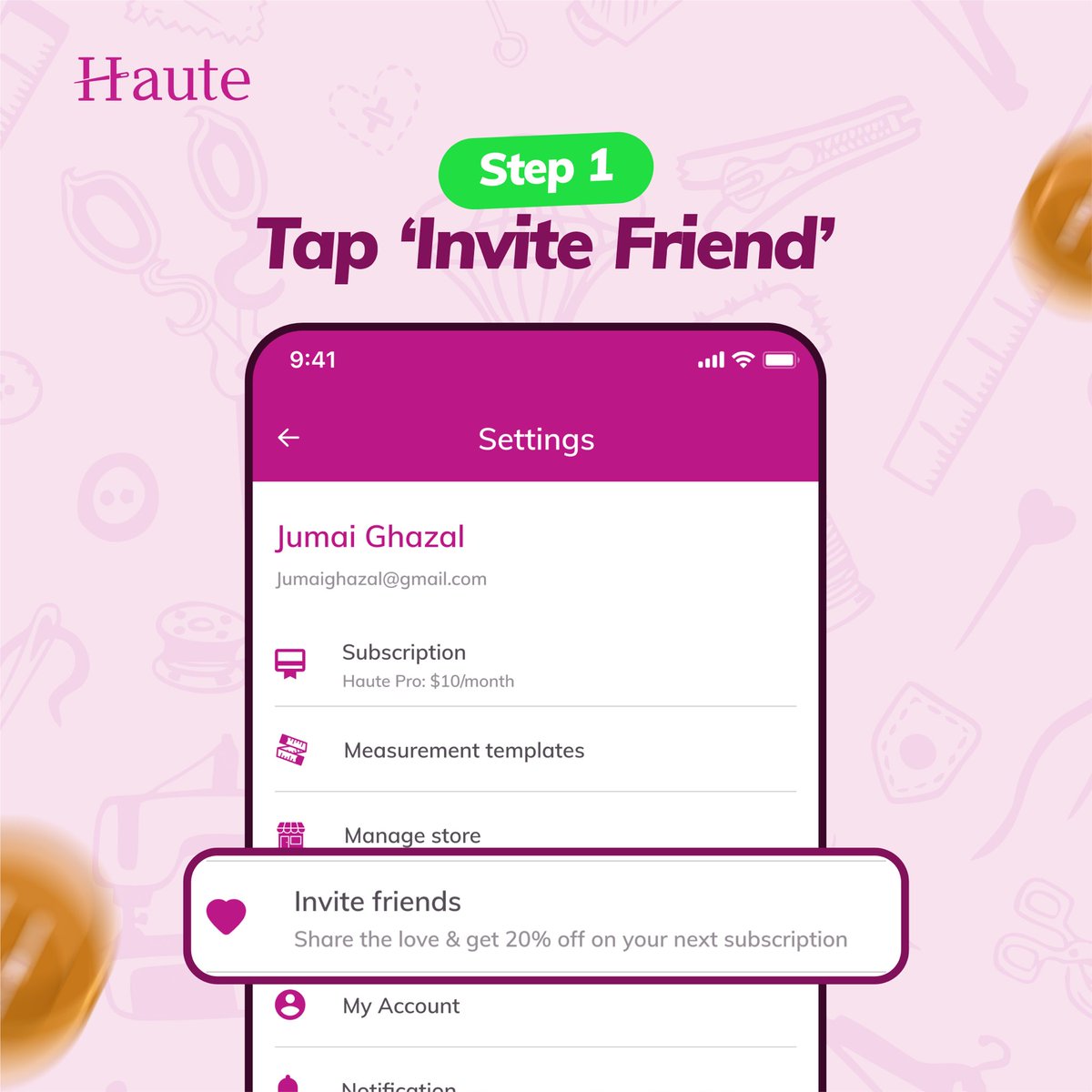 HauteApp's tweet photo. Here’s how you can earn from sharing Haute App Tap “Invite friends” inside the app and share your invite code to get 20% off your next subscription. 
Simple. Rewarding. Effective.

#hauteapp #productivity #appfortailors #appforfashiondesigners #HauteTips #ReferralMarketing https://t.co/TgP9qMR4bS