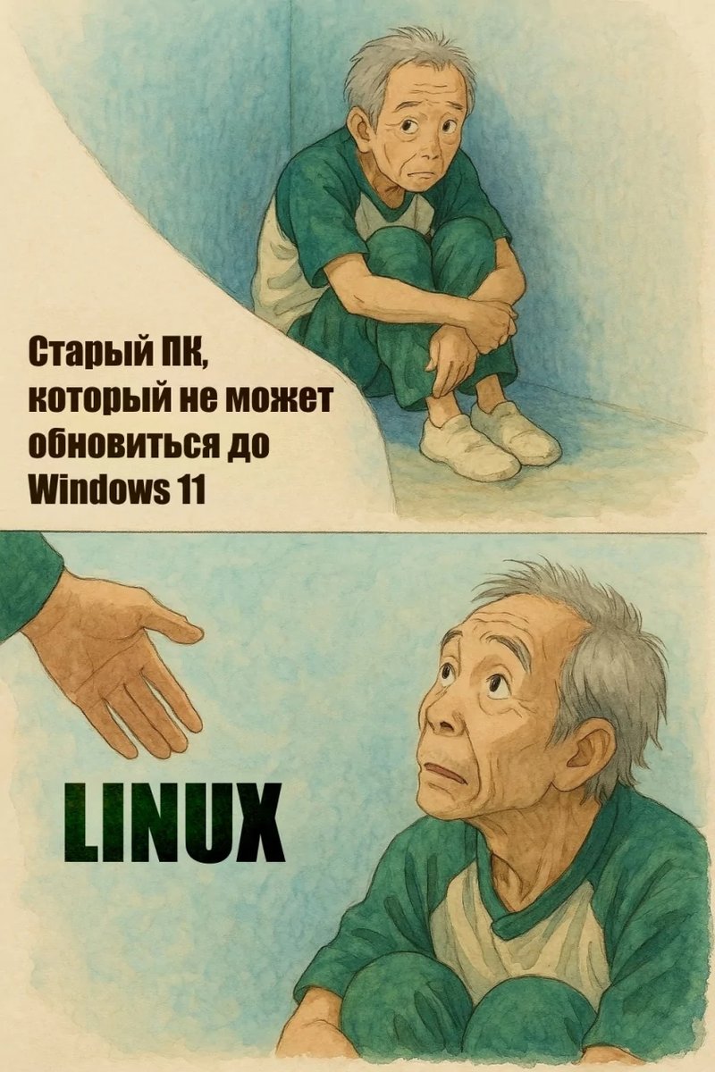 habr_com's tweet photo. 14 октября Microsoft прекратит поддержку Windows 10. Это затронет 240 млн компьютеров. Что компания советует сделать людям? Конечно же, перейти на Windows 11, но вместо этого можно поставить Linux. 

Почему конец Windows 10 — лучший подарок Linux: https://t.co/ehavbpFSeP https://t.co/0FIzmgQPSM