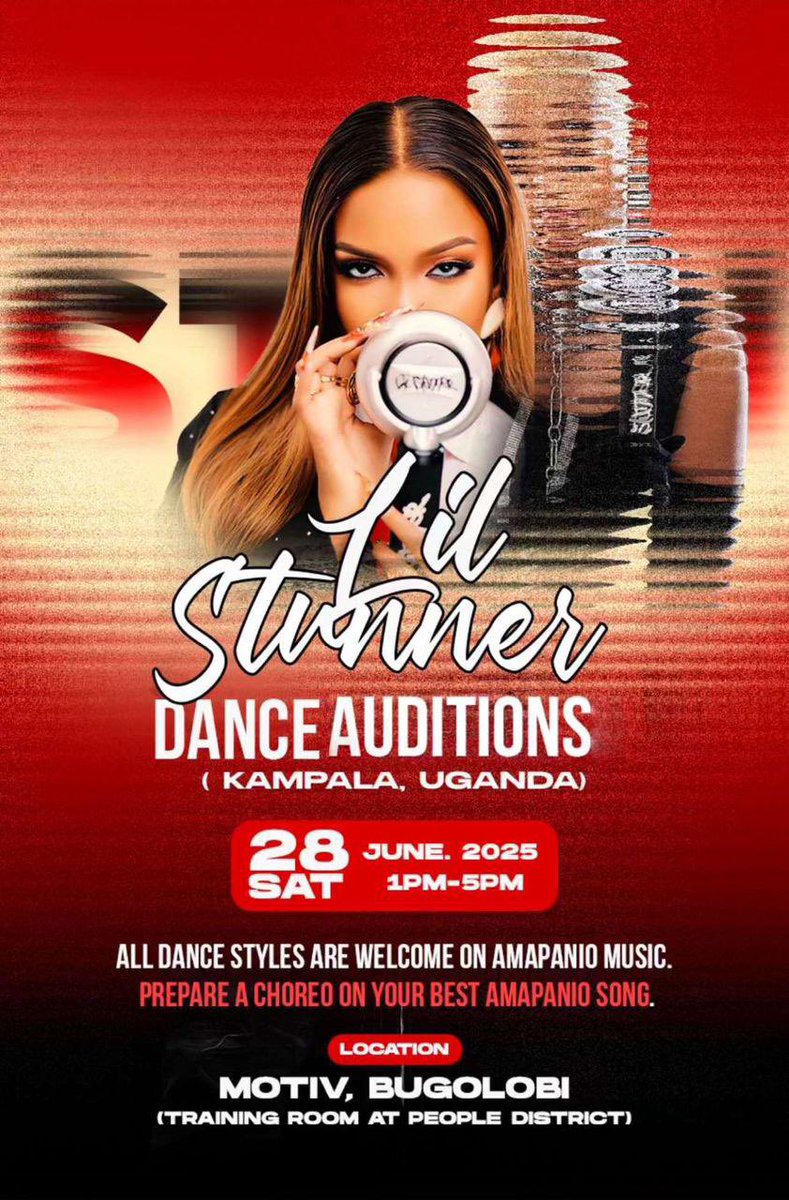 MotivUG's tweet image. New week, new opportunities.
If you are a dancer looking for your next big gig, this is your moment. @SheilahGashumba also known as Lil Stunner, is holding open dance auditions at MoTIV this Saturday.
Show up, show out — you never know, this could be your next break.
Location:…