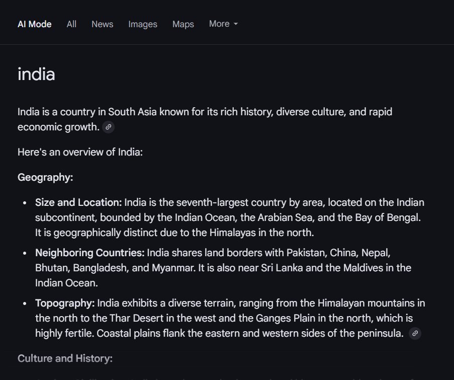 MpSafnaz77109's tweet photo. AI Mode has officially arrived in India!
The future is here, powered by AI. Get ready for next-level innovation and truly smarter solutions.
Search on google look if you see the ai mode tab, Also you need to enable it in Google search labs.
#SEO #SEOupdate https://t.co/KcERcq8g5U