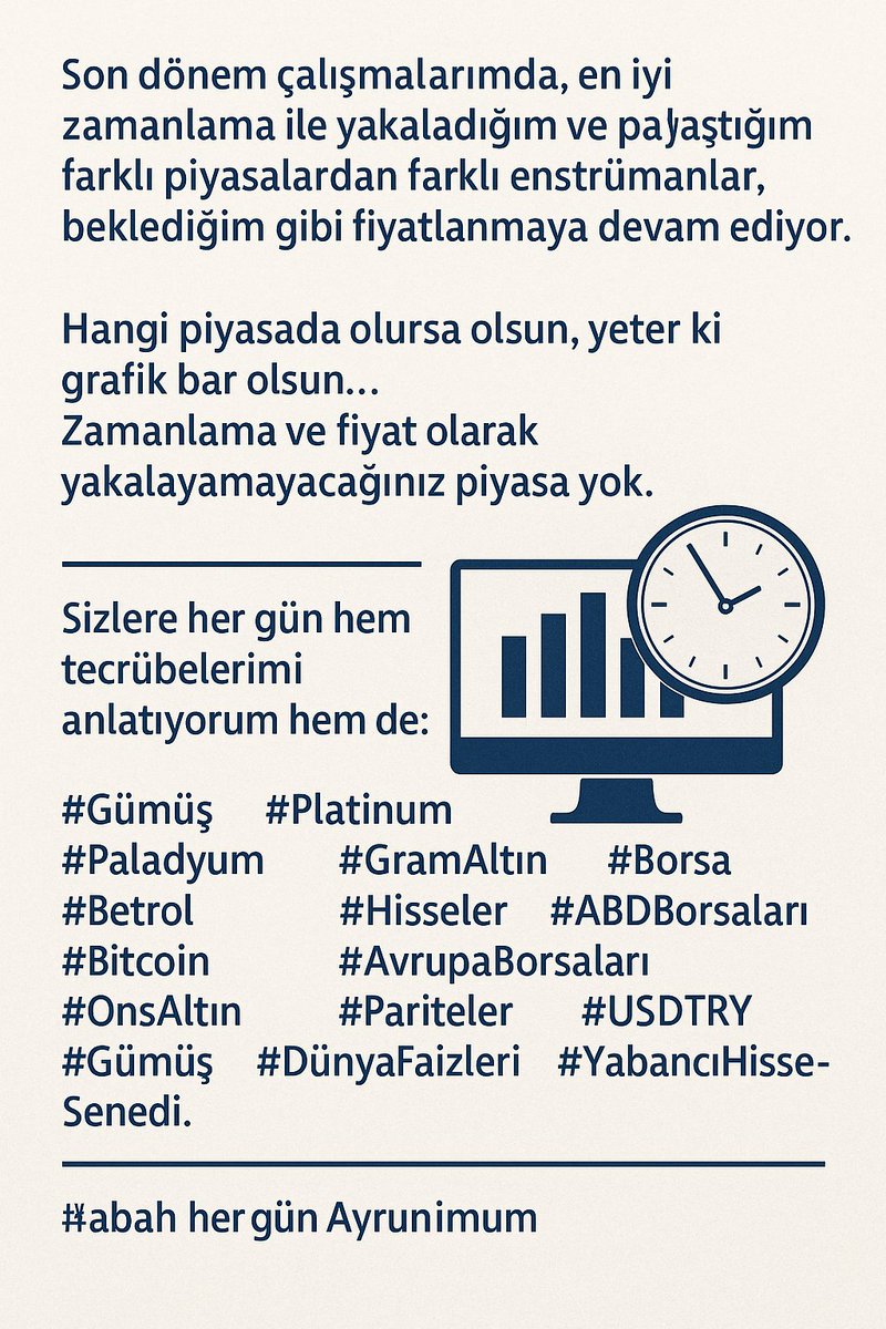 HalilRecber's tweet photo. 24 HAZİRAN SALI SABAH ÇALIŞMASI SAAT 09:00
Eğitim grubumuz ile şimdi paylaşıldı.
Eğitim grubumuza katılmak,
🚩Pariteler ,#DXY #EURUSD #GBPUSD #USDJPY #GERBOND #USTBOND #DVZSEPET #USDTRY #EURTRY
🚩Emtialar #ONSALTIN #GÜMÜŞ #GRAMALTIN #ALTINS1 #BAKIR #PETROL #PALLADIUM #PLATIN #SOYA #KAHVE #BUGDAY #PAMUK
🚩Kriptolar #BITCOIN #XRPUSD #ETHUSD #TRUMP #SOLUSD #DOGE HER GÜN 100 Kripto analizi güçlü ve zayıf kripto listesi.
🚩#Borsalar ABD,AVRUPA,FDAX,LONDRA UKX100 Borsaları ve büyük 60 hisse analizleri ..BORSA İSTANBUL Her gün 100 Hisse analizi.
✅Sabah saat 08:00-10:00
Gün ortası saat 14:00-15:00
Akşamı saat 18:00-21:00
🚩🚩🚩GÜN İÇİNDE ÖNEMLİ ZAMANLARDA EKSTRA 3-4-5 DAKİKALIK HAP YORUMLAR🚩🚩🚩
https://t.co/MUPyQJyLMB ✅✅