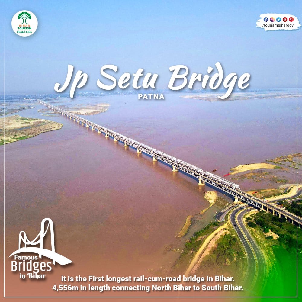 alokawinash's tweet photo. Then came the JP Setu (Digha-Sonepur, 2017), a 4.5 km rail-cum-road bridge, easing travel &amp; trade on western side of Patna.

Rail bridge connected Patna directly with North Bihar's railway network 🚆

#RailBridge #Ganga #Patna #Sonepur https://t.co/kPGtodqey7