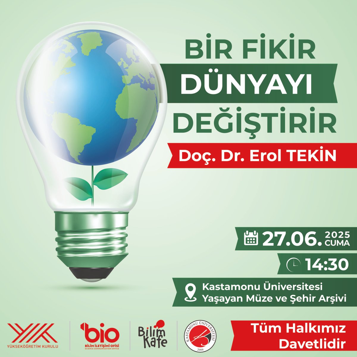 “Bir Fikir Dünyayı Değiştirir” 🌱🌍

Kastamonu’da ilk kez düzenlenen Bilim Kafe etkinliği, Doç. Dr. Erol Tekin’in katılımıyla gerçekleşiyor! ✨

🗓 27 Haziran 2025, Cuma
🕜 14.30
📍 KÜ Yaşayan Müze ve Şehir Arşivi

🔴 Tüm halkımız davetlidir.

#BilimVatan #HerkesBilsin
