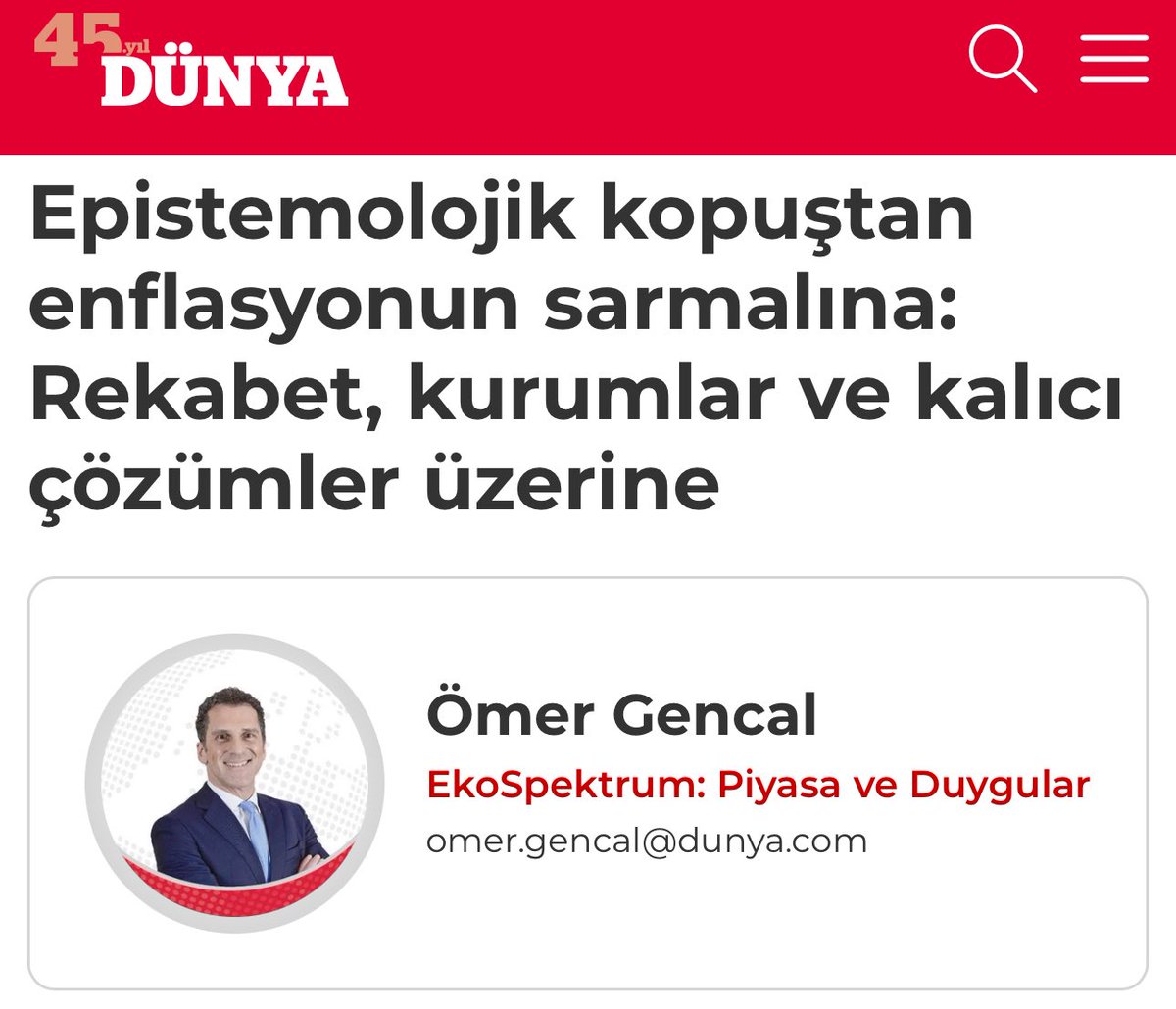 Ömer Rıfat Gencal (@omgencal) on Twitter photo 📌 Epistemolojik kopuşun yalnızca söylemde kalması, devleti oluşturan kurumların niteliğine göre hayata geçirilememesinin sonuçlarını sanırım yaşayıp gördük..
<a href="/dunyagazetesii/">Dünya Gazetesi</a> için yazdım
“Epistemolojik kopuştan enflasyonun sarmalına: Rekabet, kurumlar ve kalıcı çözümler 📌 Epistemolojik kopuşun yalnızca söylemde kalması, devleti oluşturan kurumların niteliğine göre hayata geçirilememesinin sonuçlarını sanırım yaşayıp gördük..
<a href="/dunyagazetesii/">Dünya Gazetesi</a> için yazdım
“Epistemolojik kopuştan enflasyonun sarmalına: Rekabet, kurumlar ve kalıcı çözümler