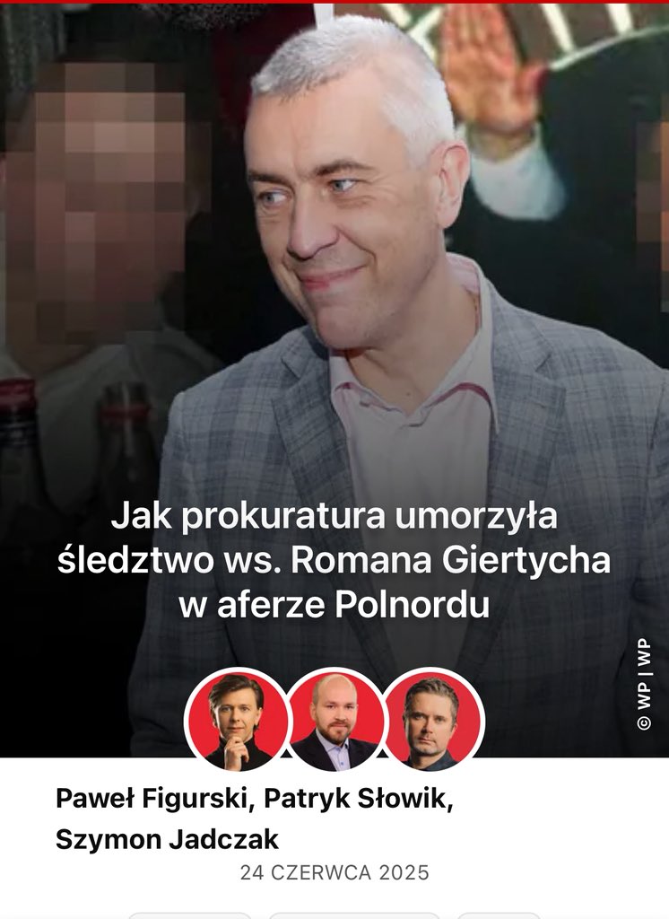 pawel_kapusta's tweet photo. Tekst oparty na OFICJALNYCH DOKUMENTACH, które przez miesiące  były chowane przed opinią publiczną. Ale od czego sa niezawodni @PatrykSlowik @SzJadczak @p_figurski i @wirtualnapolska. Warto czytać WP, warto wspierać niezależne dziennikarstwo. 

„Z prokuratorskiego dokumentu wynika, że Giertych pełnił tylko rolę usługową - był prawnikiem czterech spółek uczestniczących w wytransferowaniu kilkudziesięciu milionów złotych ze spółki Polnord, co sprawiło, że stanęła ona u progu bankructwa.

Decyzje, zdaniem śledczych, podejmowali przede wszystkim Ryszard K., były miliarder oraz Sebastian J., ps. Foka. To wieloletni współpracownik Giertycha, jego ochroniarz, kierowca oraz były prezes spółki Giertych-Kancelarie.

Foka założył dwie spółki - w 13-metrowym pokoju w mieszkaniu żony. Spółki natychmiast podpisały umowy na obsługę prawną z Giertychem, a po chwili dostały zlecenie życia - obróciły wierzytelnościami o wartości ponad 70 mln zł”. 
Całość:
https://t.co/SqybDgIrKp