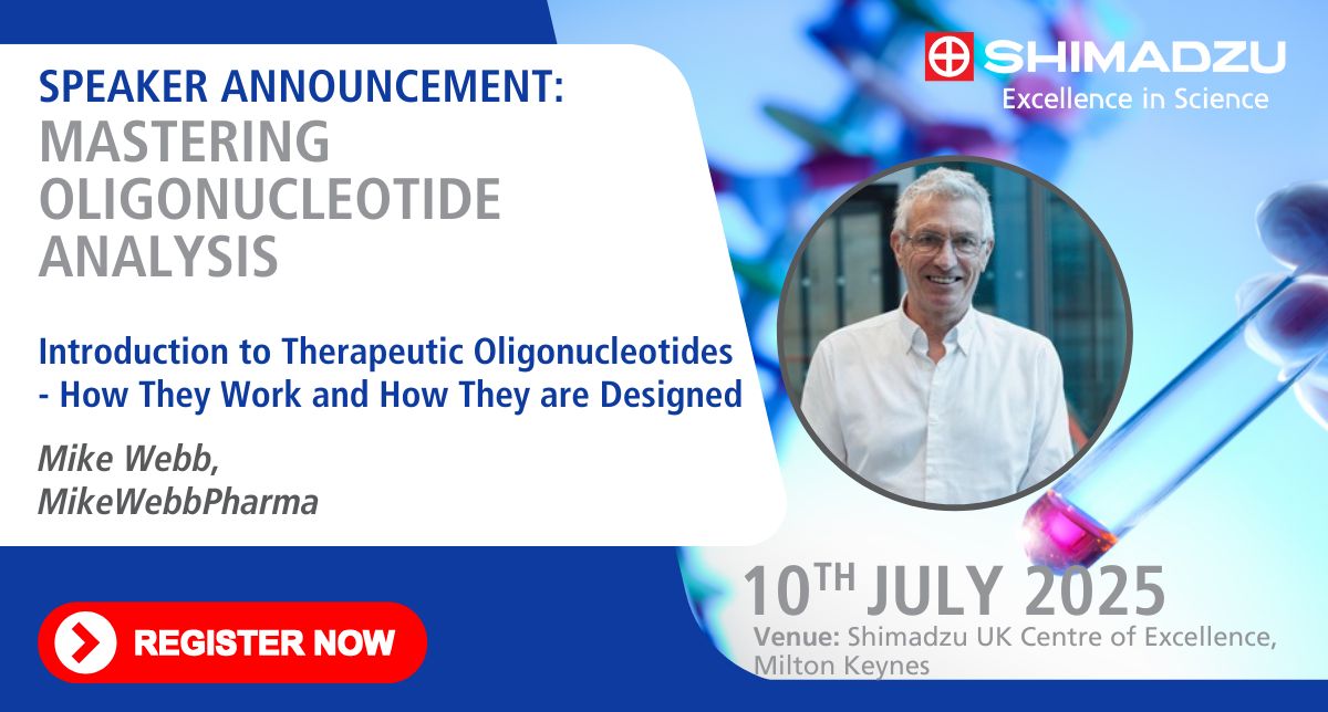 Introduction to Therapeutic Oligonucleotides - Learn how they work &amp; how they're designed with Mike Webb, MikeWebbPharma 🧬🔎 Join us at #Oligonucleotide Analysis Day on July 10 at Shimadzu UK Centre of Excellence! Register 👉 cutt.ly/7rc2AA6V #Pharmaceutical #Biopharma