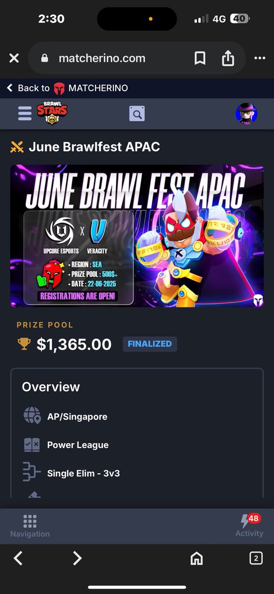 top 2 in 1.3k matcherino 
i love my team