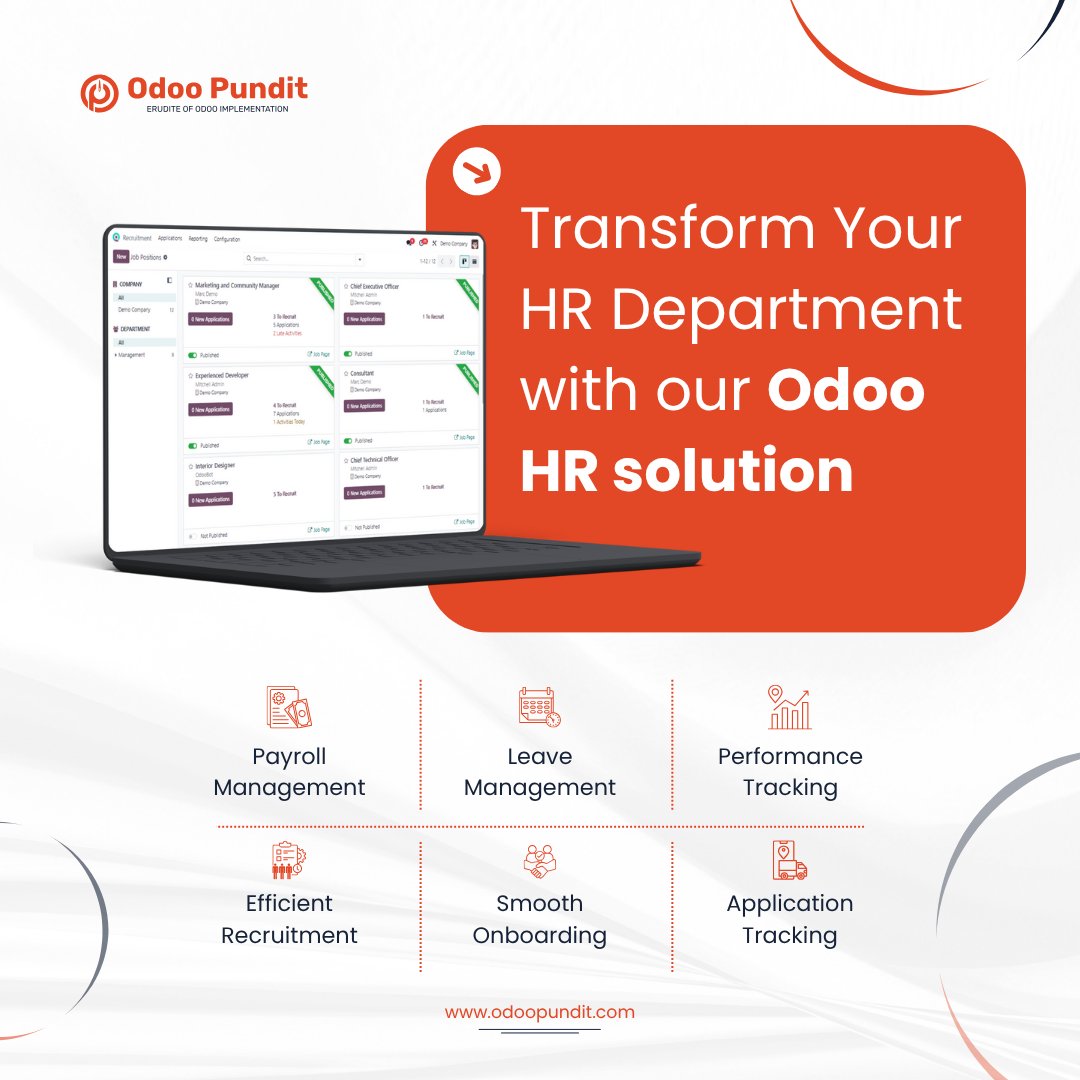 OdooPundit's tweet photo. HR chaos? Not anymore.
With Odoo HR from #OdooPundit, you can:
✅ Automate payroll
✅ Track performance
✅ Manage recruitment &amp; onboarding
✅ Simplify leave &amp; ATS
Your HR, fully upgraded. 💼
🔗 https://t.co/7s62JCpYP7

#Odoo #SmartHR #DigitalWorkplace #HRTools #Productivity https://t.co/dmItjqOF59