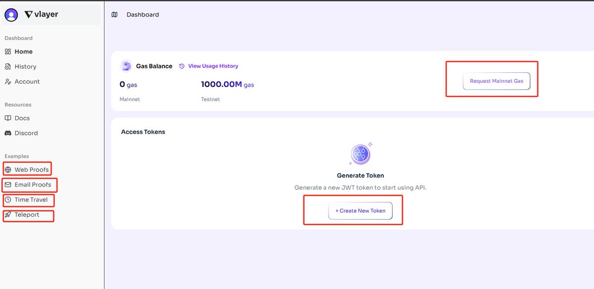 种子轮融资1000w的 <a href="/vlayer_xyz/">vlayer ⛛</a> 作为由零知识证明驱动的可信可验证数据基础设施，投资方包括a16z CSX、Credo Ventures、BlockTower Capital，目前上了主网，测试网也可以交互一下
1、创建账户：accounts.vlayer.xyz/sign-in
• 连接您的 EVM 钱包
• 关联您的 Google 帐户
• 请求主网 gas
2、创建token