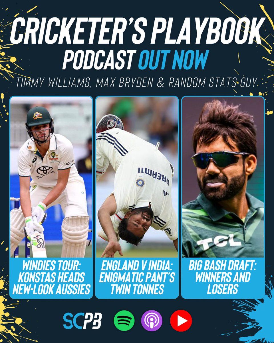 SC Playbook - Cricket (@scplaybookcric) on Twitter photo Will Sammy Konstas make his mark in the new-look Aussie top order against the West Indies? 🤔
The Cricketer's Playbook podcast with <a href="/timwill94/">Tim Williams</a>, <a href="/max_smart/">Max Bryden</a> and <a href="/randostatsguy/">Random Stats Guy</a> is live on YouTube & Apple/Spotify 📺 shorturl.at/8cEje
#cricket #wivaus #ipl #bigbash #engvind Will Sammy Konstas make his mark in the new-look Aussie top order against the West Indies? 🤔
The Cricketer's Playbook podcast with <a href="/timwill94/">Tim Williams</a>, <a href="/max_smart/">Max Bryden</a> and <a href="/randostatsguy/">Random Stats Guy</a> is live on YouTube & Apple/Spotify 📺 shorturl.at/8cEje
#cricket #wivaus #ipl #bigbash #engvind