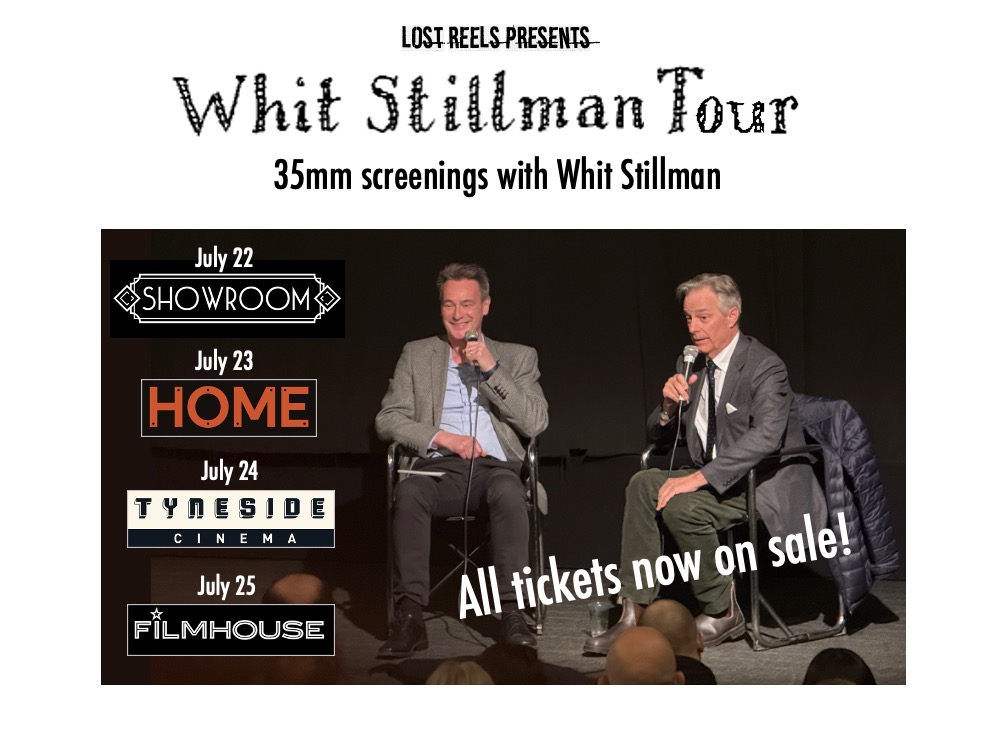 LostReelsUK's tweet image. Four back-to-back 35mm @lostreelsuk events in Sheffield, Manchester, Newcastle and Edinburgh in July with @WhitStillman. All shows now on sale! Super-excited to be working with all these venues, @showroom_cinema, @homemcr, Tyneside Cinema, Edinburgh Filmhouse! Spread the word!