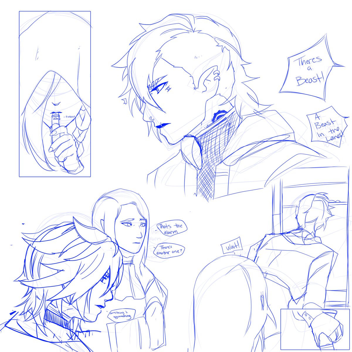 I don't usually share my rougher doodles. But the rough doodles for the next part of the Moonlight AU. 

#arcane #caitvi #wip #moonlightau #doodle #vi #caitlyn #werewolfvi #vampirecaitlyn #caitlyn