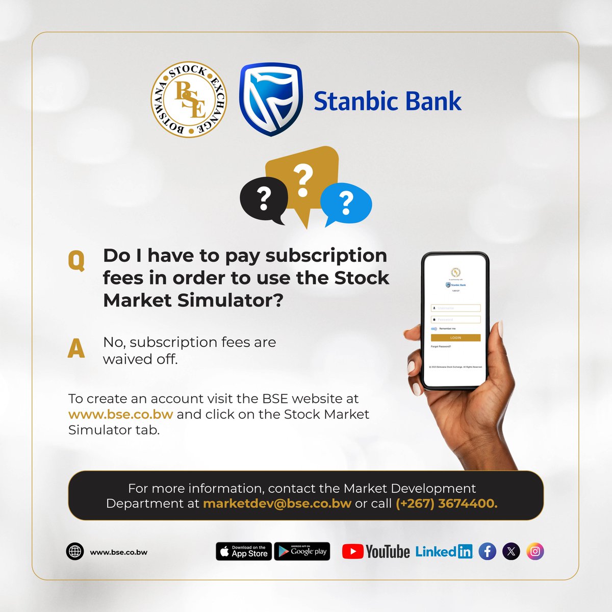 BSE STANBIC BANK STOCK MARKET SIMULATOR: SUBSCRIPTION FEES WAIVED OFF