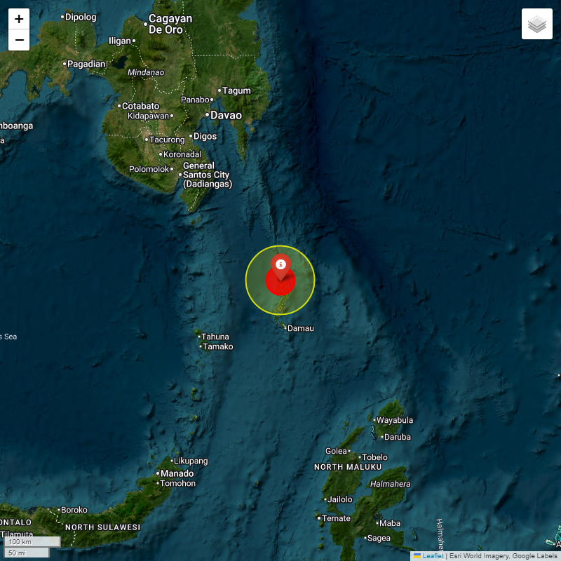 IIGEAac's tweet photo. #IIGEA #SIMMSA #SISMO #EARTHQUAKE
MAGNITUDE: 5.0Mw
#KEPULAUAN #TALAUD #INDONESIA
2025-06-24, 06:24:32.79 UTC
LAT: 4.4928ยฐ LON: 126.7548ยฐ
DEPTH: -45.0km
https://t.co/Osl8x7aKob https://t.co/SZ0XqjULvC