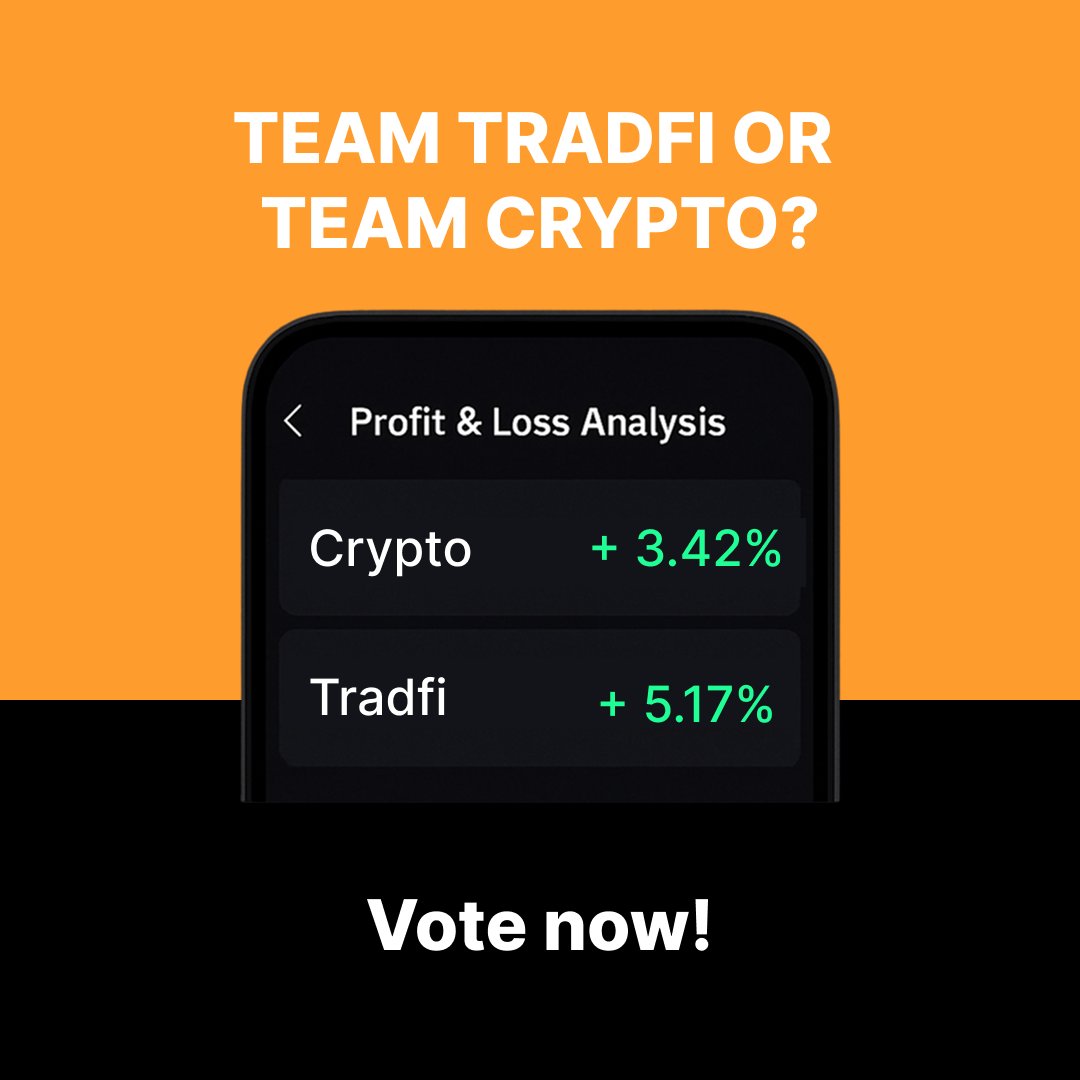 Bybit_Official's tweet photo. Crypto vs. TradFi โ Who's winning today?
Think gold, oil, or stocks beat Bitcoin?
๐ธ Share your Bybit P&L screenshot (Crypto or TradFi)
๐ Top 50 highest gains = 20 $USDT each
๐ Reply & rep your side: #TeamCrypto or #TeamTradFi?
Let the showdown begin ๐ https://t.co/bySmCiLF6L