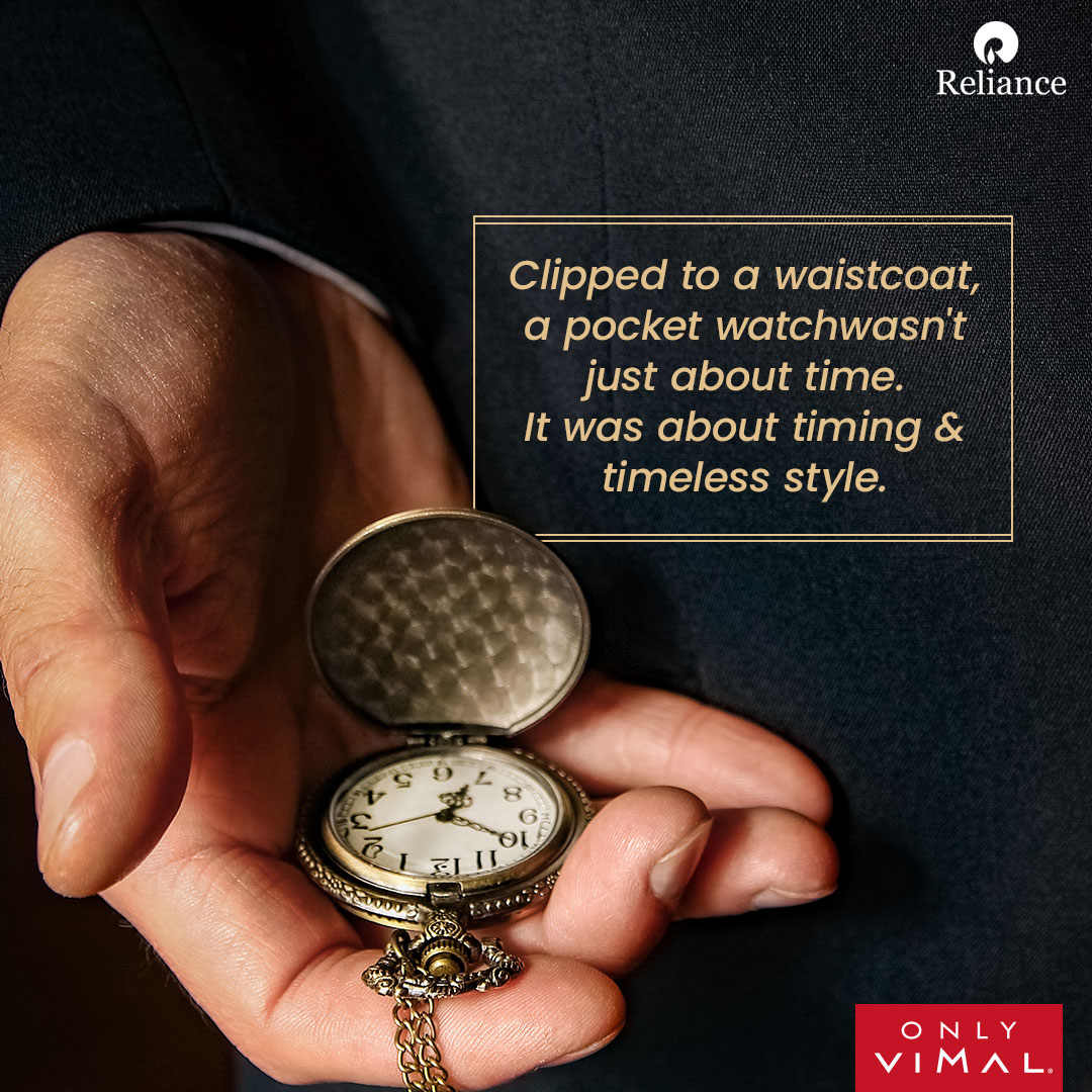 OnlyVimal_India's tweet photo. Before screens took over, a pocket watch was the mark of quiet elegance. Today, it’s a nod to timeless charm. Would you bring it back?
#OnlyVimal #OnlyVimalIndia #Reliance #RelianceIndustries #RelianceTextiles
#Styling #StyleTips #PocketWatches https://t.co/hp9AyrSYWW