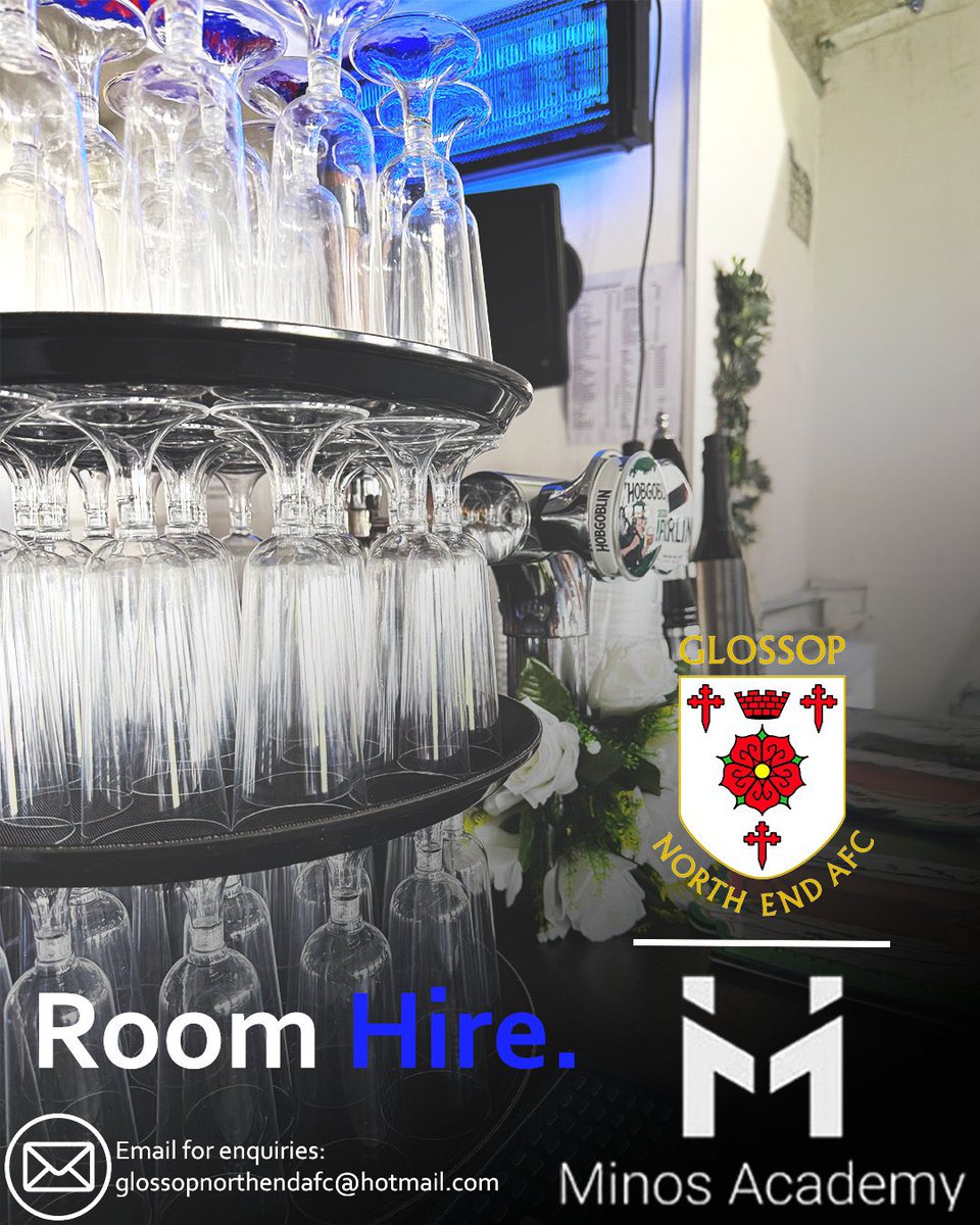 Glossop North End (@glossopnorthend) on Twitter photo 🎉 Looking for the perfect venue? The Minos Academy Clubhouse at GNE is available for private hire
✅ Disabled access
✅ On-site amenities
✅ Space for up to 120 guests
✅ Full bar
❌ Not tied into our catering 🍔
📧 glossopnorthendafc@hotmail.com for enquiries
#GNEEvents 🎉 Looking for the perfect venue? The Minos Academy Clubhouse at GNE is available for private hire
✅ Disabled access
✅ On-site amenities
✅ Space for up to 120 guests
✅ Full bar
❌ Not tied into our catering 🍔
📧 glossopnorthendafc@hotmail.com for enquiries
#GNEEvents