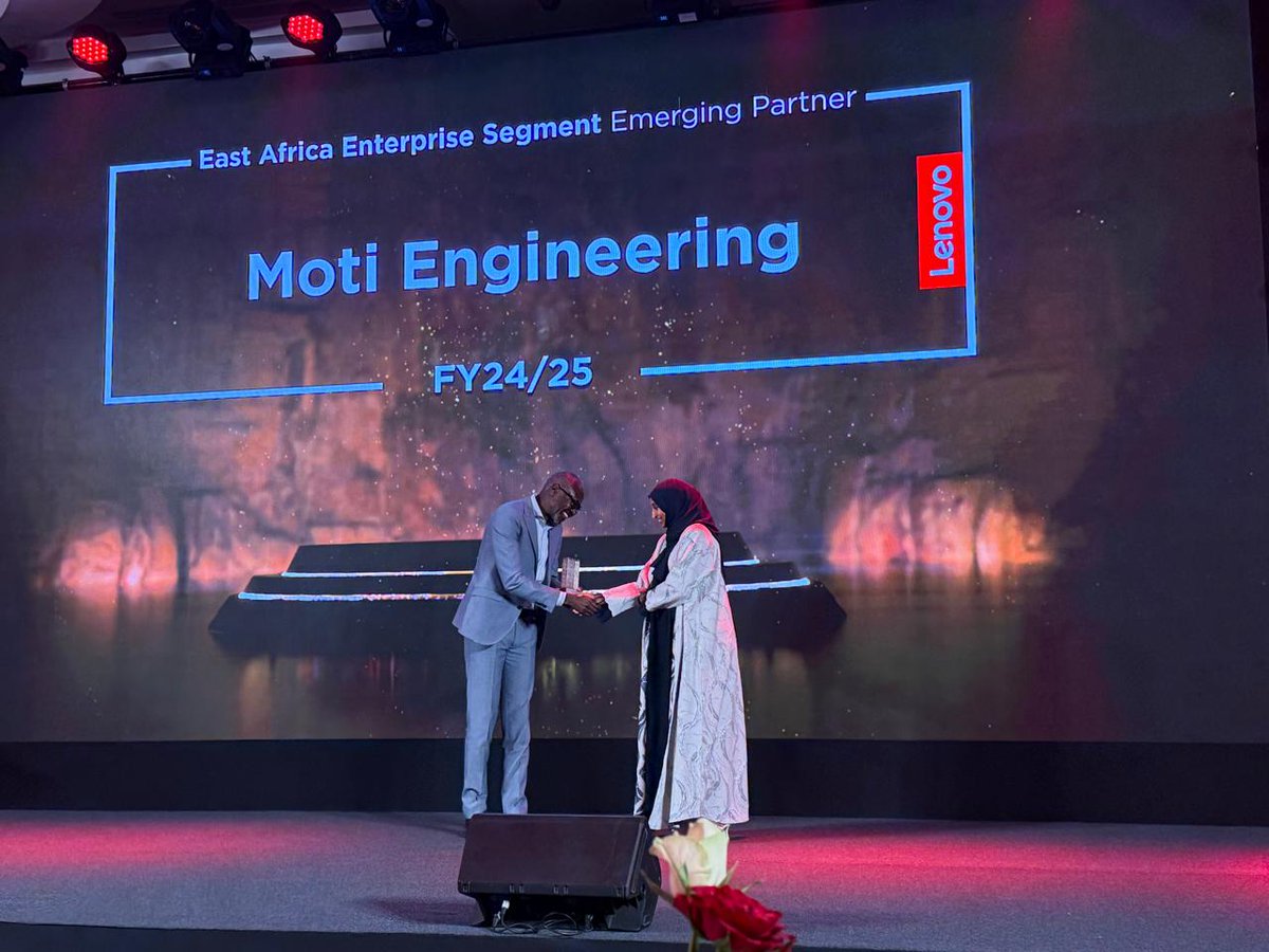 MotiEngineering's tweet photo. 🏆 Proud Moment for Moti Engineering!
We are honored to be recognized as the East Africa Enterprise Segment Emerging Partner at the WECA Lenovo Award 2025, held in Naivasha, Kenya.
A big thank you to Lenovo for this incredible recognition.  🌍✨

🗓️ Awarded on: June 19, 2025 https://t.co/vQq0nmyQlf