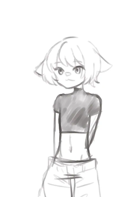 ←こんな顔してるスコティッシュフォールドちゃん見ながら描いたやつと、イタズラしてる子猫見ながらほぼ手癖で描いたやつ→