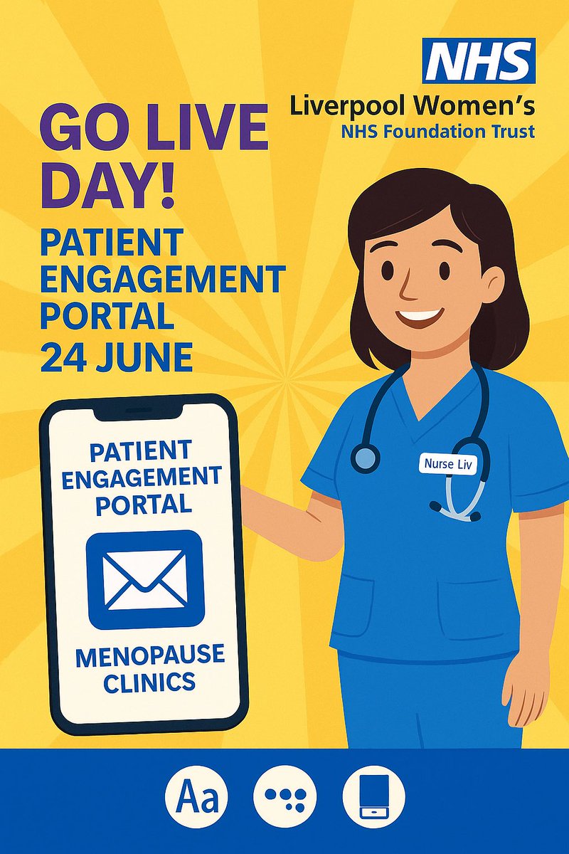 Nurse Liv (@lwhnurseliv) on Twitter photo It’s GO LIVE day!
The new Patient Engagement Portal launches today at <a href="/LiverpoolWomens/">Liverpool Women's University Hospital</a> – starting with our Menopause Clinics.
📱 Digital letters
📬 Accessible options
💬 Text & email reminders
#NurseLiv #LWH #DigitalCare
🔗 liverpoolwomens.nhs.uk/patients/patie… It’s GO LIVE day!
The new Patient Engagement Portal launches today at <a href="/LiverpoolWomens/">Liverpool Women's University Hospital</a> – starting with our Menopause Clinics.
📱 Digital letters
📬 Accessible options
💬 Text & email reminders
#NurseLiv #LWH #DigitalCare
🔗 liverpoolwomens.nhs.uk/patients/patie…