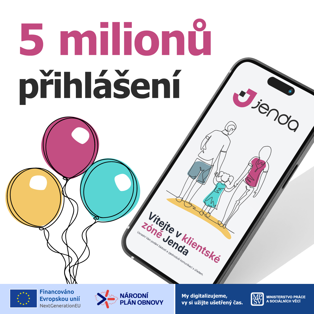 Víte, že Klientská zóna Jenda je druhá nejužívanější služba státu s přihlášením přes bankovní identitu? 🤩 Registrujeme téměř 5 milionů přihlášení pomocí Bank ID. Jenda - digitalizace, co dává smysl. 🌐#MPSV #Jenda #BankID #Egovernment
