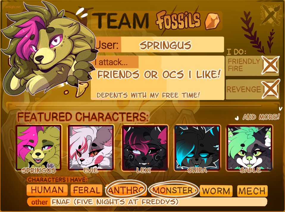 springus_charna's tweet image. My Artfight card! its also my first time i join! :3
artfight.net/~Springy_charna
#artfight #artfight2025