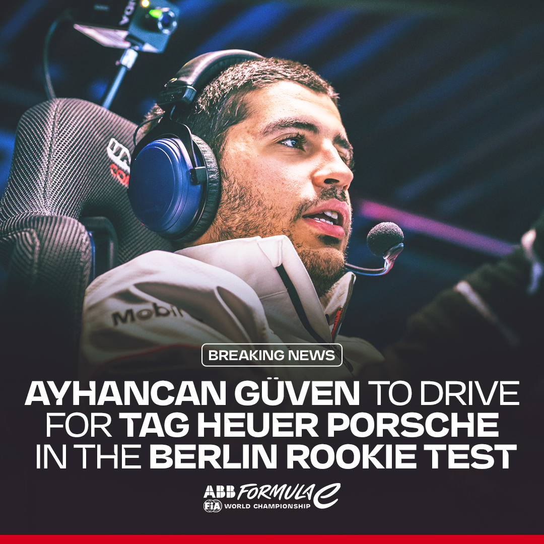 FIAFormulaE's tweet photo. 🚨 BREAKING NEWS 🚨

Ayhancan Güven will drive for @PorscheFormulaE in the Berlin Rookie Test https://t.co/9GIuzZzCrr