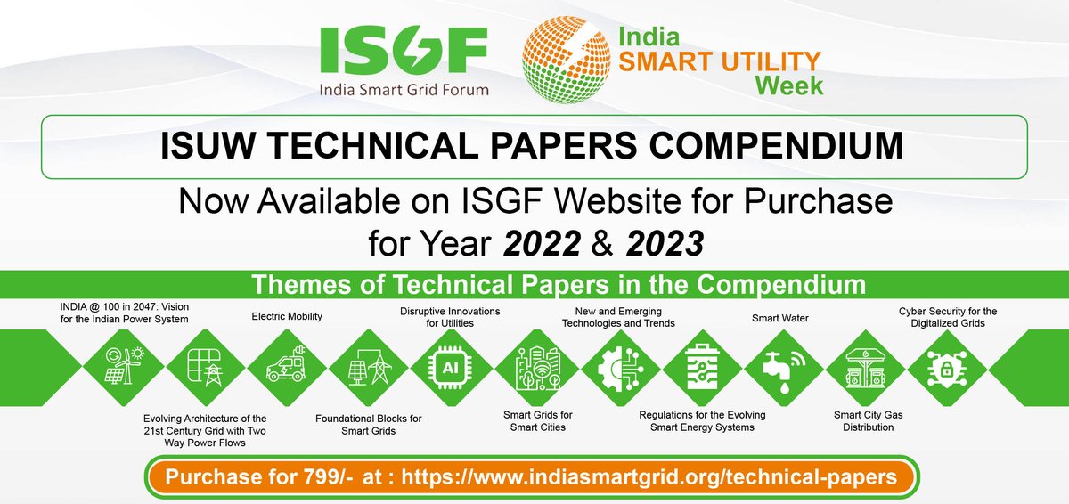 India Smart Grid Forum (@indiasmartgridf) on Twitter photo ISUW Technical Paper Compendium 2022 & 2023 is now available for purchase. Get your copy for ₹799 at following link: indiasmartgrid.org/technical-pape…
Stay informed. Stay ahead. Empower yourself with insights shaping the future of smart grids and utilities.
<a href="/rejpillai/">Rajani Pillai Santhosh</a> | <a href="/suri_reena/">Reena Suri</a> ISUW Technical Paper Compendium 2022 & 2023 is now available for purchase. Get your copy for ₹799 at following link: indiasmartgrid.org/technical-pape…
Stay informed. Stay ahead. Empower yourself with insights shaping the future of smart grids and utilities.
<a href="/rejpillai/">Rajani Pillai Santhosh</a> | <a href="/suri_reena/">Reena Suri</a>