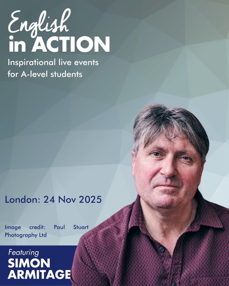📖 UK Poet Laureate Simon Armitage is joining #EnglishInAction! With his sharp wit and lyrical brilliance, he’ll deliver a live poetry reading your students won’t forget. A rare chance to hear from one of the greats — don’t miss it!

ow.ly/fQOq50WcRB7