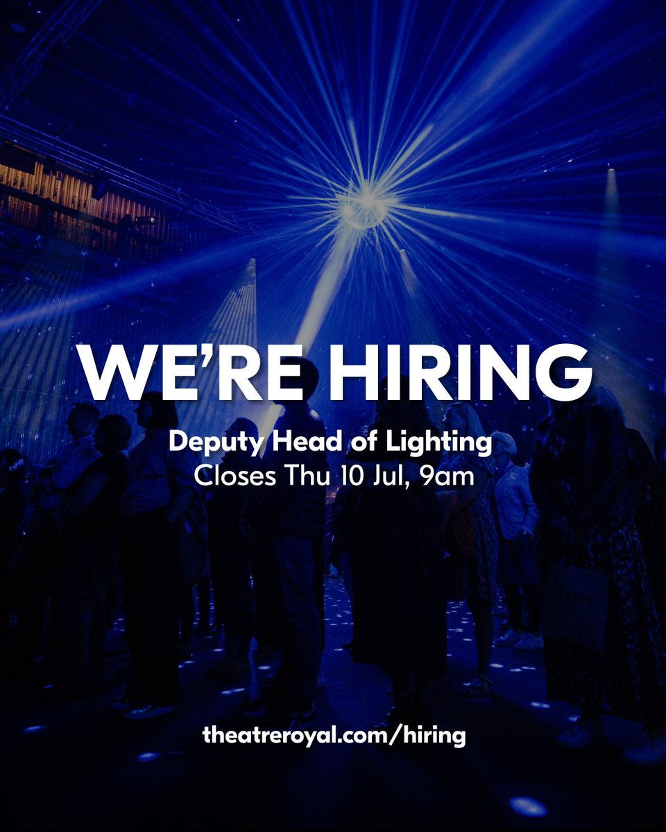 Theatre Royal Plymouth (@trplymouth) on Twitter photo Join our team as Deputy Head of Lighting.
Alongside the Head of Lighting, you'll help deliver exceptional lighting for all in-house, co-produced, and visiting productions.
Apply now: theatreroyal.com/hiring Join our team as Deputy Head of Lighting.
Alongside the Head of Lighting, you'll help deliver exceptional lighting for all in-house, co-produced, and visiting productions.
Apply now: theatreroyal.com/hiring