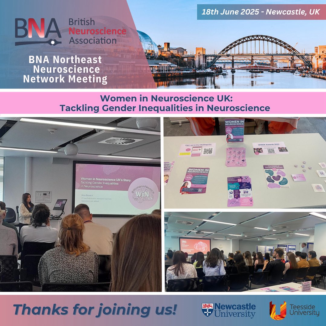 WomeninNeuroUK's tweet photo. WiNUK made our Northeast debut at #NeuroNE2025! πβ¨Our Ops Lead Amy Boyack gave a powerful talk on tackling gender inequality in neuroscience π¬β¨Thanks to all who visited our stall & joined the conversation- weβre excited for whatβs next!
#WomenInNeuro #STEMequity @BritishNeuro https://t.co/NzUCtIte5r