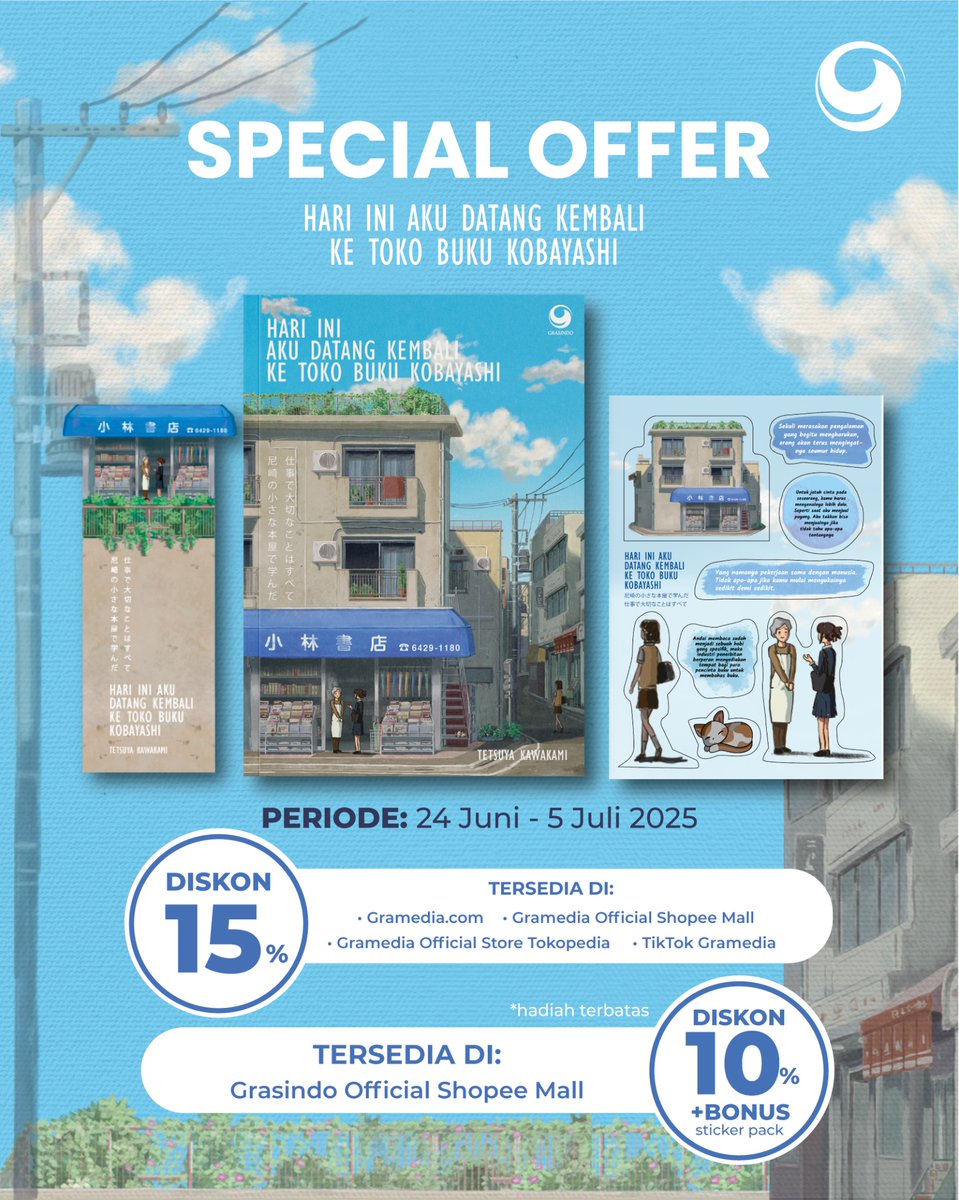 📚 SPECIAL OFFER! | Waktunya kamu berkunjung ke Toko Buku Kobayashi 💙

Nikmati diskon spesial untuk buku “Hari Ini Aku Datang Kembali ke Toko Buku Kobayashi” karya Hiromi Kawakami, hanya selama periode: 24 Juni – 5 Juli 2025!