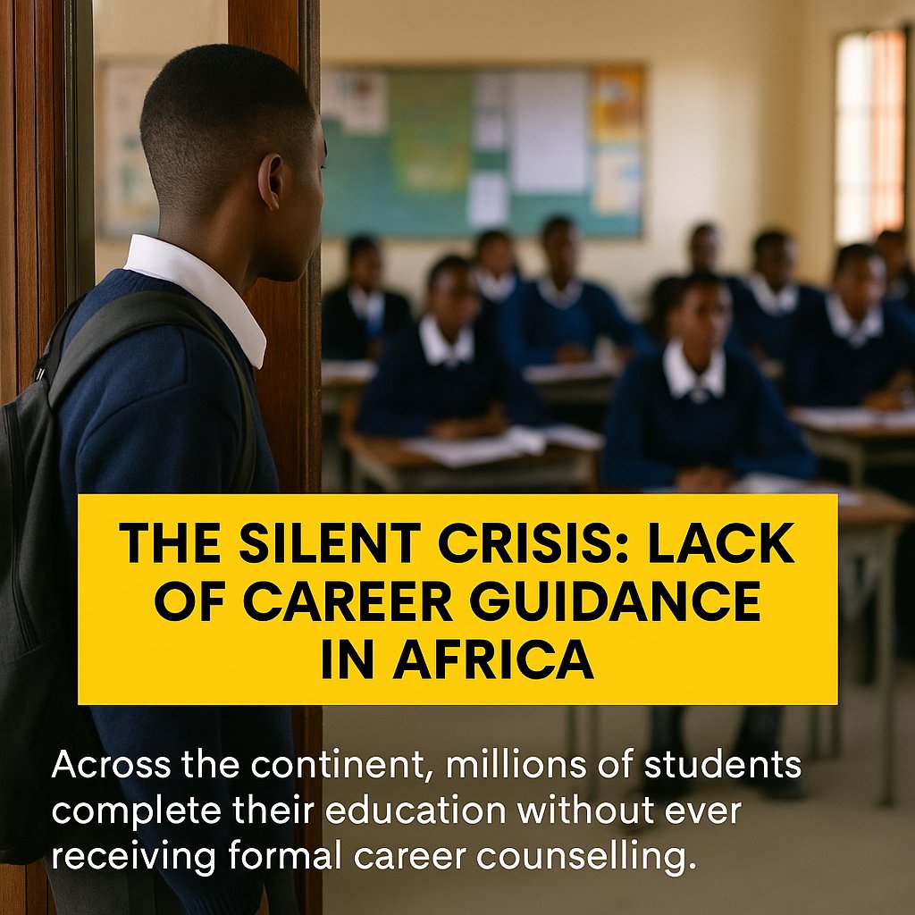 The Silent Crisis in Africa’s Education System

Millions of African students complete school without ever receiving a single formal conversation about career direction.

This is more than a missed opportunity, it’s a silent failure.

From Zimbabwe to Ghana to Kenya, students are