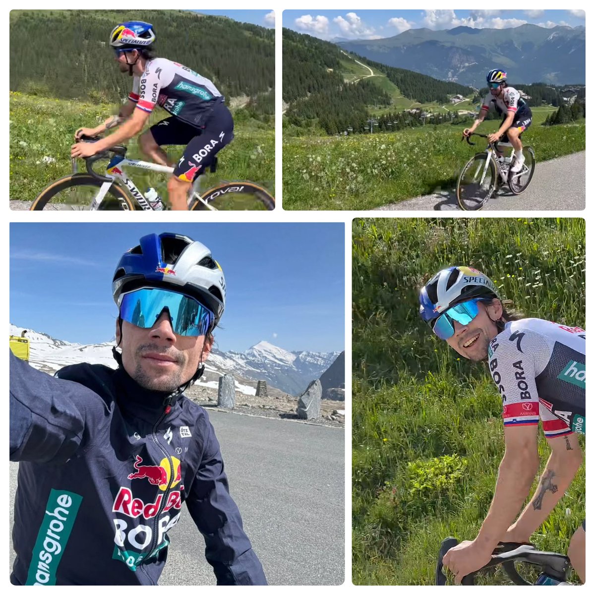 NooraCycling's tweet photo. Primož Roglič at altitude training camp in Tignes preparing for the Tour de France, riding Col de l'Iseran and reconning Col de la Loze 🏔🚴‍♂️ #roglic https://t.co/aeD45F08RQ