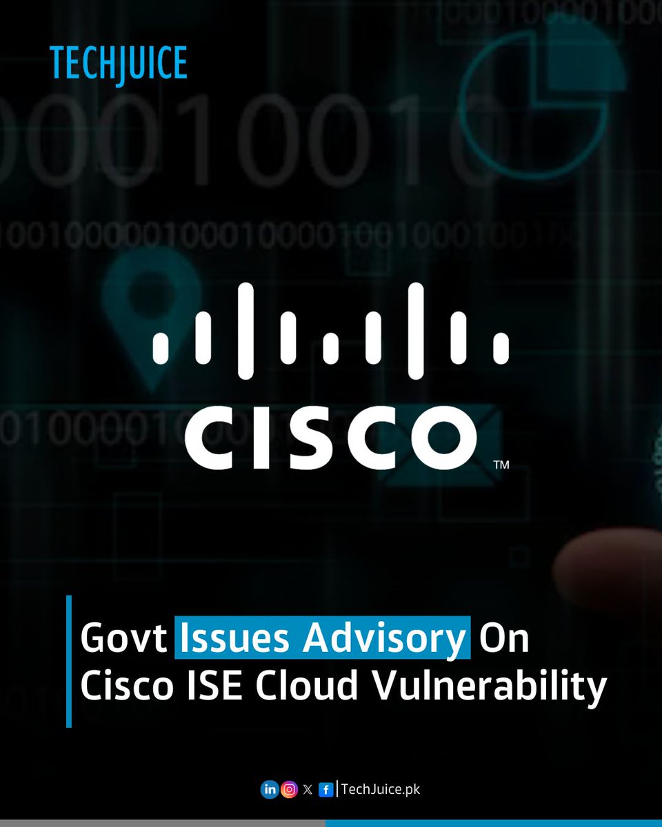 TechJuicePk's tweet image. Govt Issues Advisory on Critical Cisco ISE Cloud Vulnerability.

A major flaw (CVE-2025-20286, CVSS 9.9) in Cisco Identity Services Engine (ISE) cloud deployments may allow attackers to gain full admin control on platforms like AWS, Azure, and Oracle Cloud.

#CiscoISE #CyberRisk