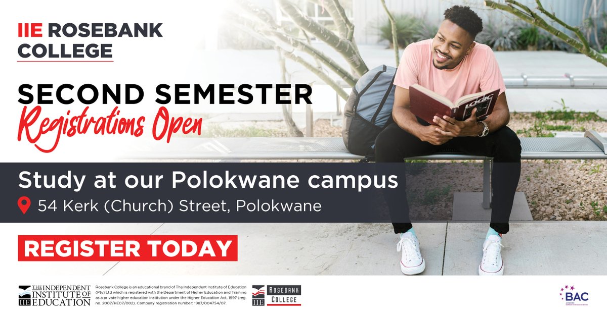 Mid-Year Registrations Are Open | Register at IIE Rosebank College Polokwane campus. We are at 54 Kerk (Church) Street, Polokwane  

#IIERosebankCollege #PolokwaneCampus #MidYearRegistration