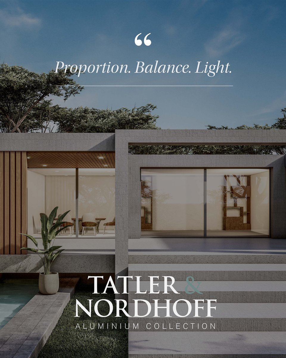 TatlerNordhoff's tweet image. Tatler &amp;amp; Nordhoff
Precision aluminium for modern living.

#SimpleIsBeautiful #AluminiumArchitecture #DesignRefined #LuxuryLiving #Tatler&amp;amp;Nordhoff