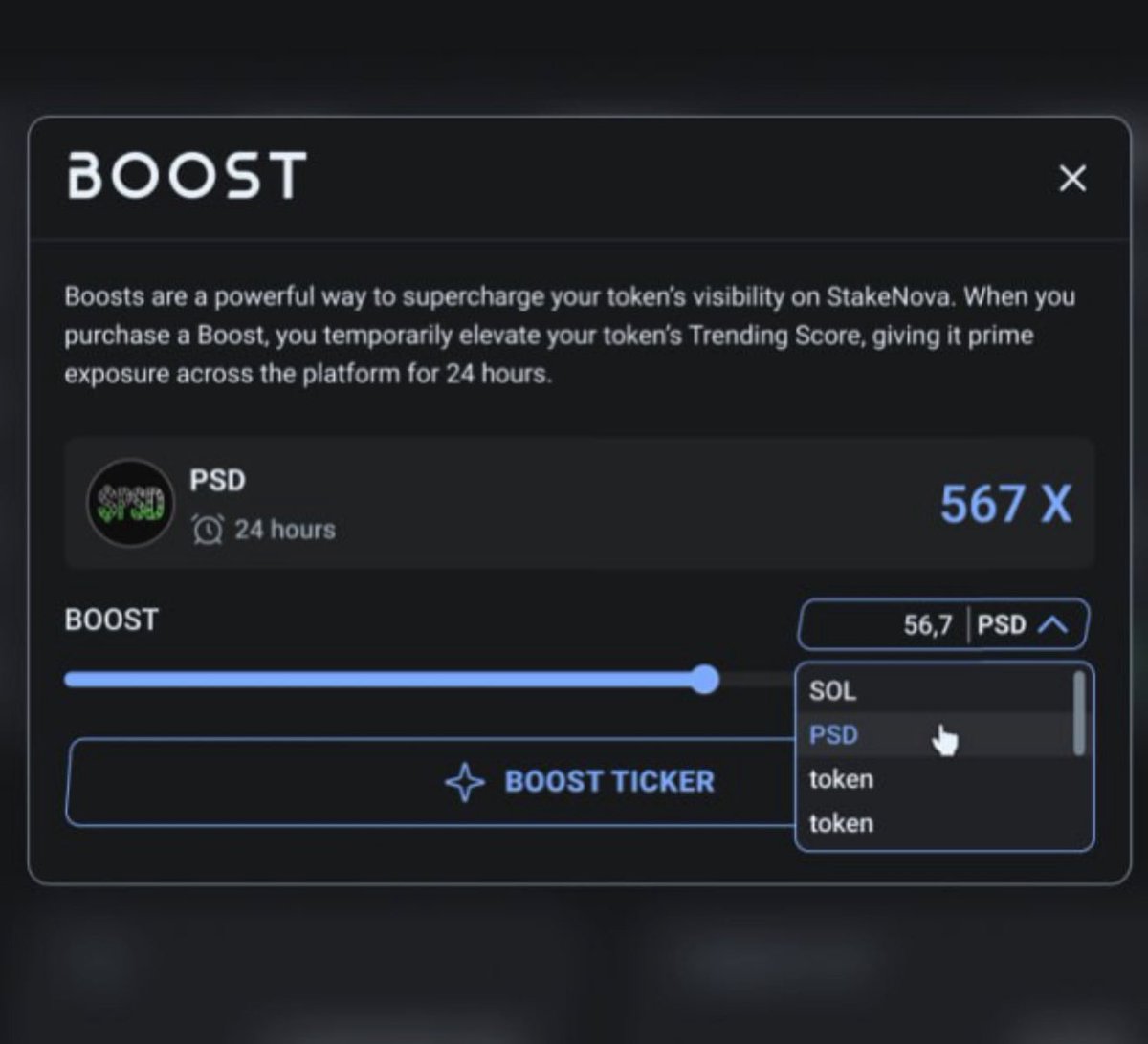 🚨‼️ NEW UTILITY for $PSD (PUMP STAKE DUMP) is about to go LIVE

Pay for boosters in $PSD on stakenova.fun 

Boosters are a powerful way to supercharge your Staking Pool on <a href="/stakenovadotfun/">StakeNova</a> 
> 1 $PSD = 1 Boost 💥
> 50% $PSD 🔥 auto-burnt 
> 50% StakeDropped to LST
