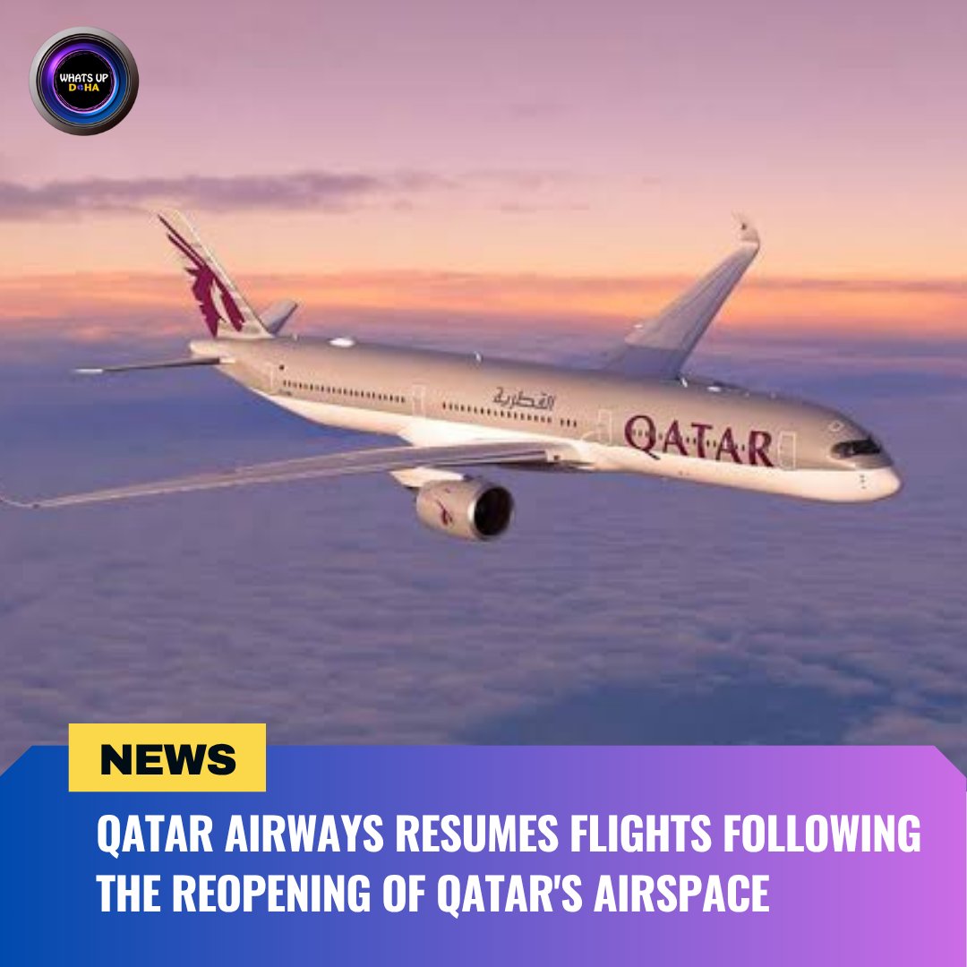 Qatar Airways has announced the reinstatement of its flights following the reopening of Qatari airspace after a brief suspension yesterday.

#QatarAirways #whatsupdoha #wud #updates #qatar