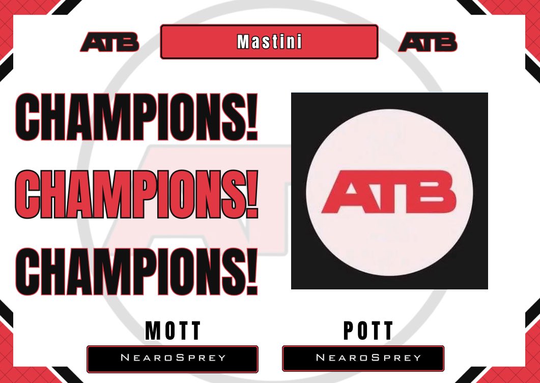 🏆| ATB RESULTS!🏆 
📅| 23/06/2025
⚽️| 32 Teams (Side B)
 ————————— 
🥇- Mastini
🥈-  Sanity x

🏁 - 5 - 3

👔MOTT - nearosprey
⭐️POTT  - nearosprey
————————-
Thanks once again to all who participated!
#ATB #FC25 #eSports #11v11 #proclubs