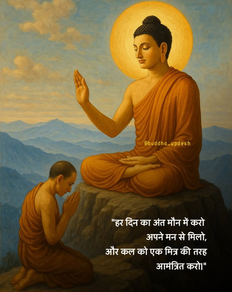 mehulyadav0001's tweet photo. "हर दिन का अंत मौन में करो —
अपने मन से मिलो,
और कल को एक मित्र की तरह आमंत्रित करो।"
#buddhaqeuts #buddhateaching #photooftheday #buddha #photography https://t.co/Pc2BDqOjTZ