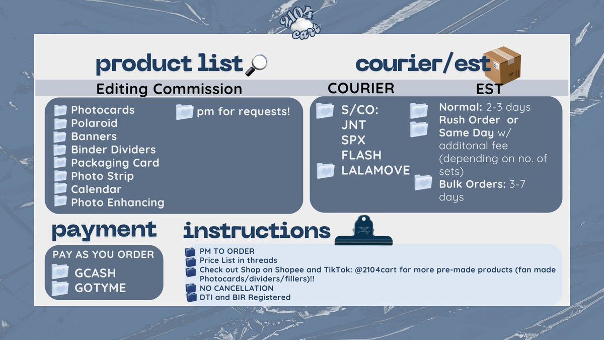 2104cart_'s tweet photo. ☁︎ 2104cart Editing and Printing Services ☁︎          

 [🤍] - #2104edits #2104feedbacks #2104prints

 check photo more info price list in threads https://t.co/xyOfWgzr7t