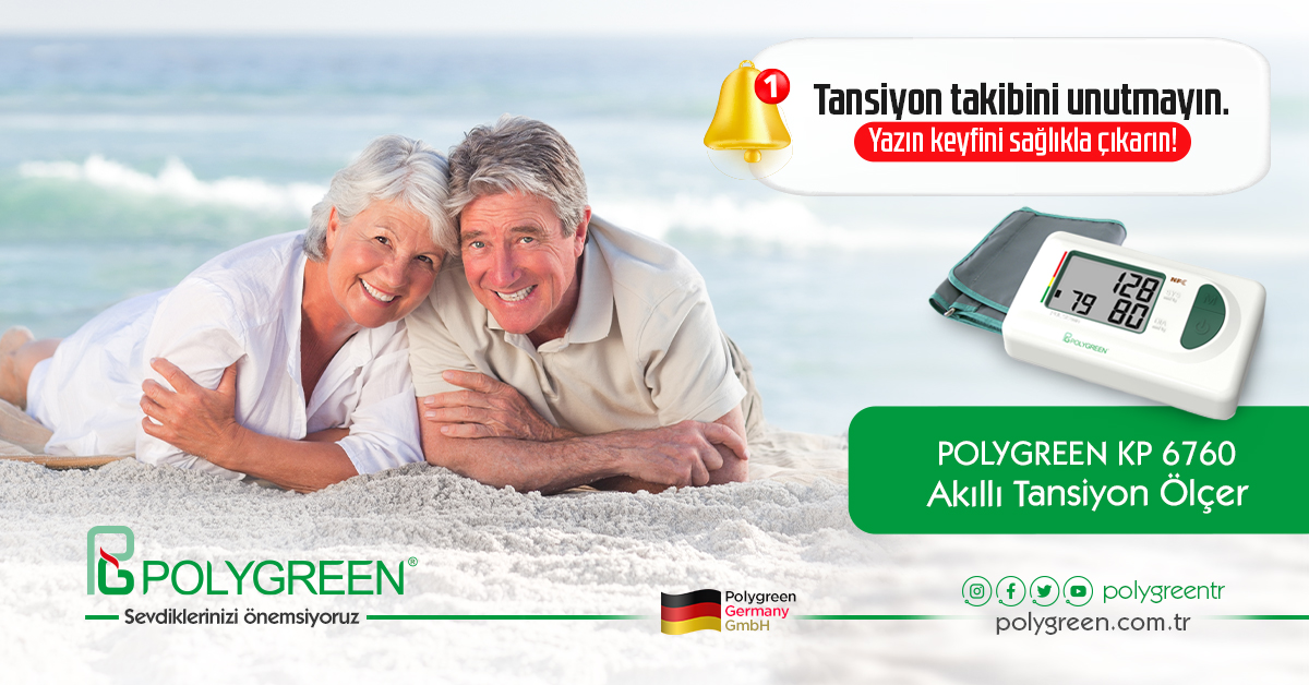 Yaz mevsimi, güneşin keyfini çıkarma zamanı olsa da, sıcaklıklar tansiyonunuzu etkileyebilir.
Polygreen KP 6760 Akıllı Tansiyon Ölçer bu noktada devreye giriyor.
✅ Küçük ve Büyük Tansiyon Ölçümü
✅ Düzensiz Nabız Algılayıcı özellikleriyle tansiyonunuzun kontrolü elinizde.