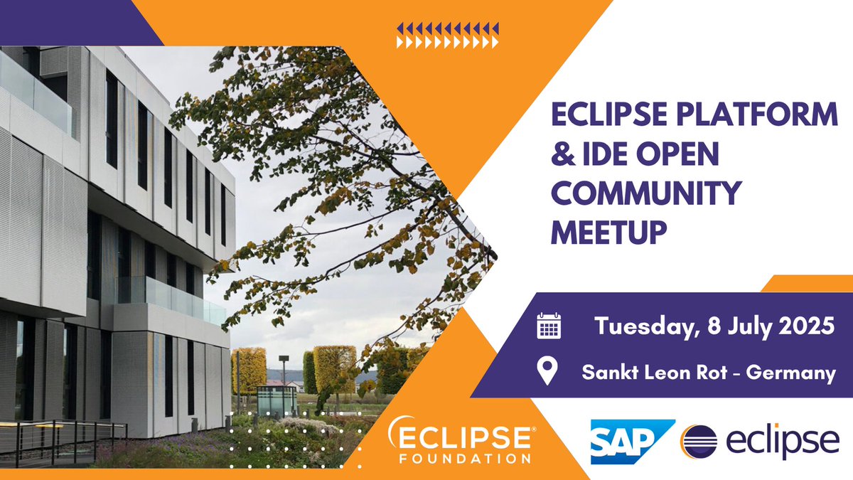 Thomas Froment (@tfroment) on Twitter photo 🇩🇪 The next <a href="/EclipseJavaIDE/">🌒 Eclipse Java IDE</a> / #EclipsePlatform / #EclipseIDE Open Community Meetup is in Sankt Leon-Rot, Germany on July 8 🤝
#Newcomers welcome! #RCP-based vendors, come share your voice.
📍 Register before July 1st: eventbrite.com/e/1402285496669
#OpenSource #DevTools 🇩🇪 The next <a href="/EclipseJavaIDE/">🌒 Eclipse Java IDE</a> / #EclipsePlatform / #EclipseIDE Open Community Meetup is in Sankt Leon-Rot, Germany on July 8 🤝
#Newcomers welcome! #RCP-based vendors, come share your voice.
📍 Register before July 1st: eventbrite.com/e/1402285496669
#OpenSource #DevTools
